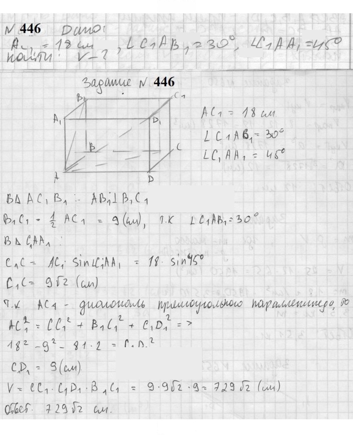 Скан решения номера 446