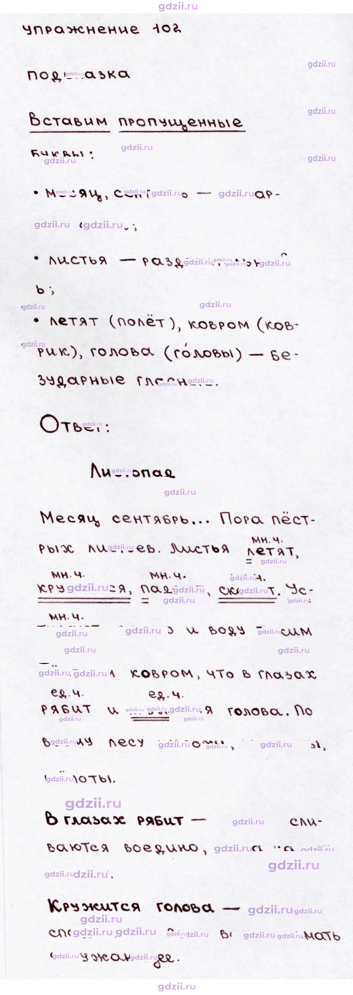 Скан решения номера 102