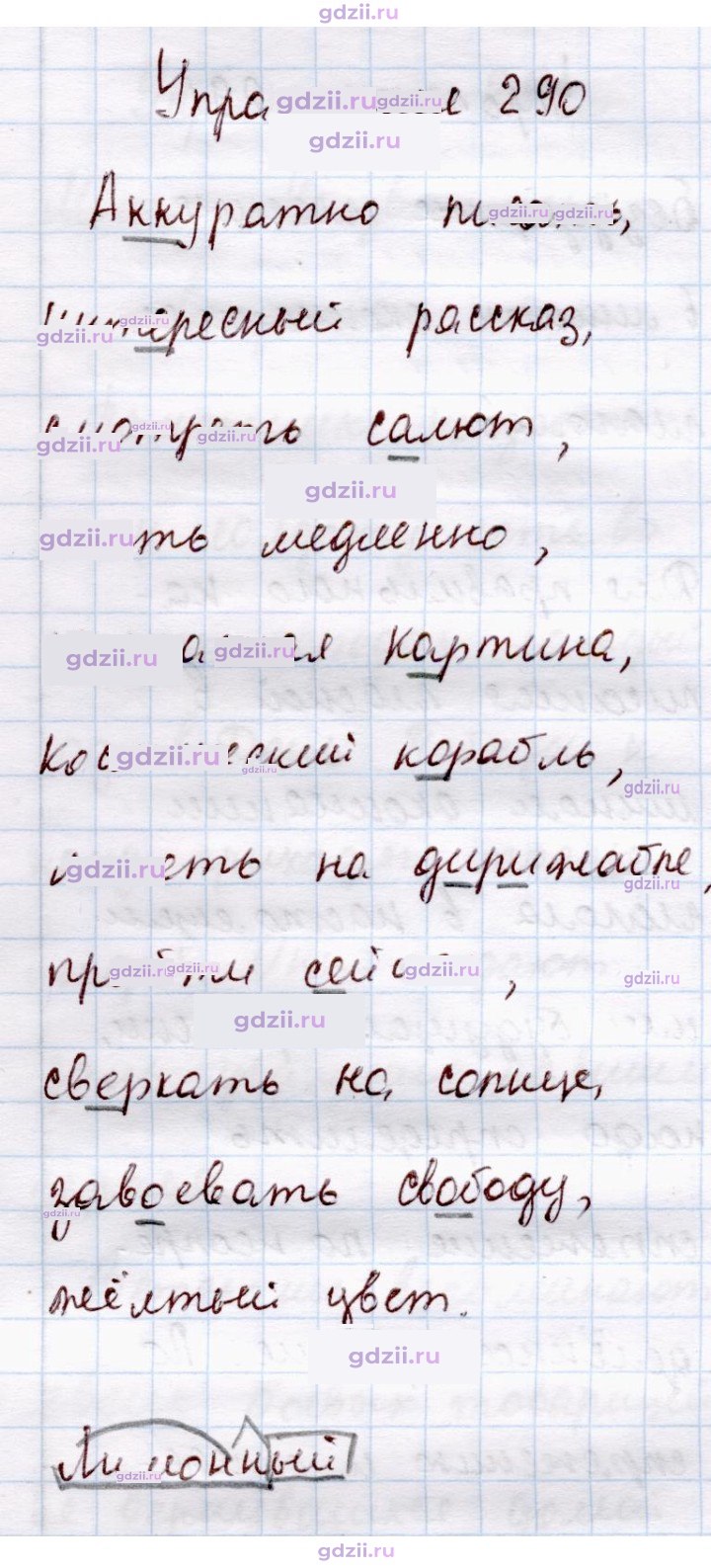 Скан решения номера 290