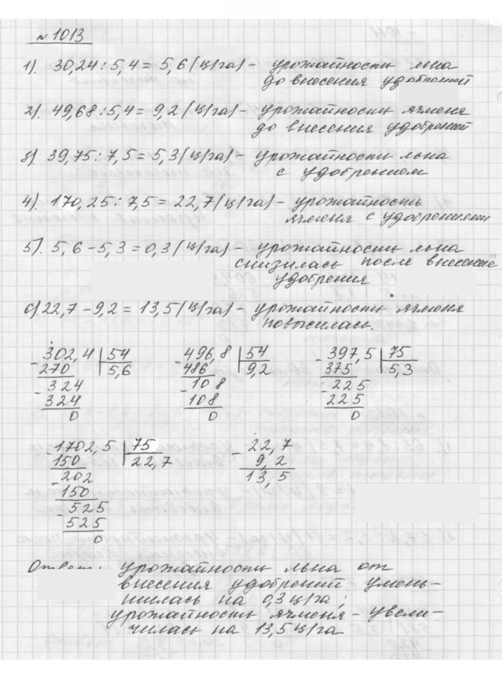 Скан решения номера 1013