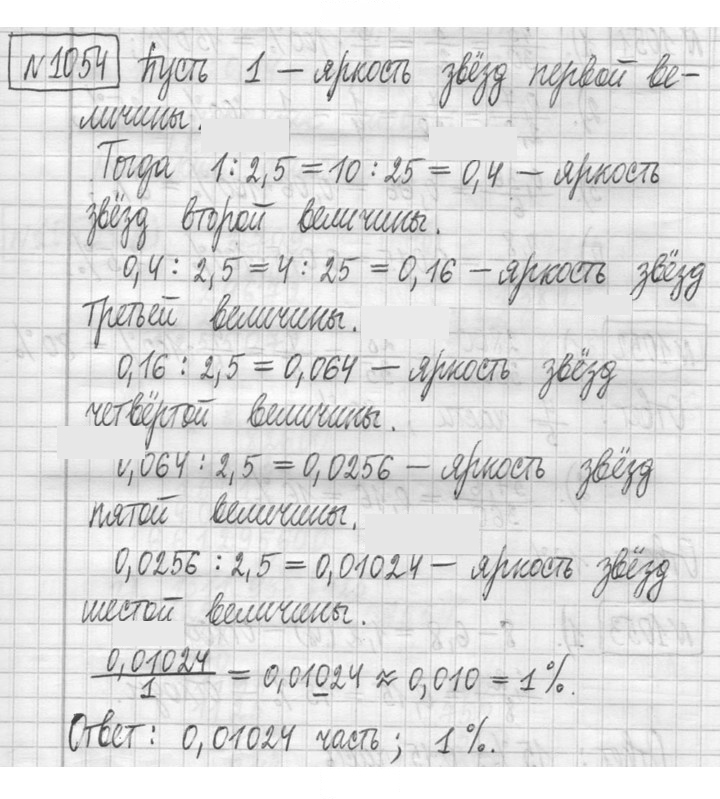 Скан решения номера 1054