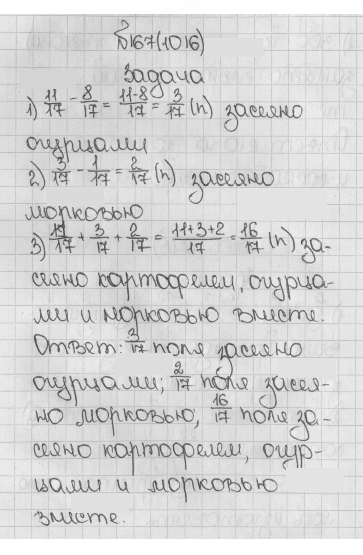 Скан решения номера 1016 (167)