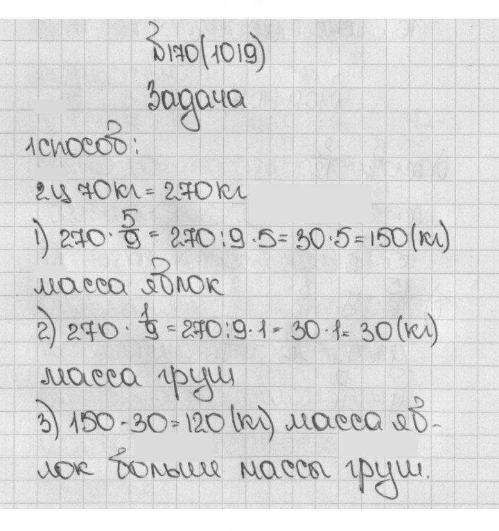 Скан решения номера 170 (1019)