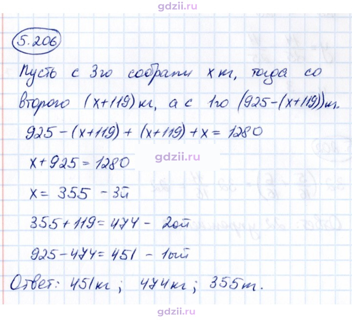 Скан решения номера 5.206