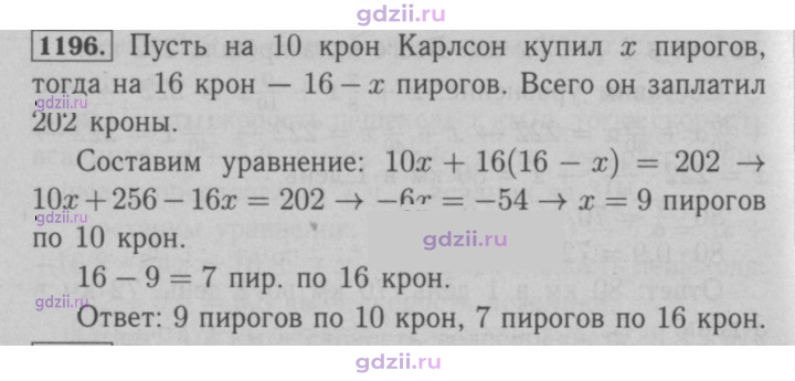 Скан решения номера 1196