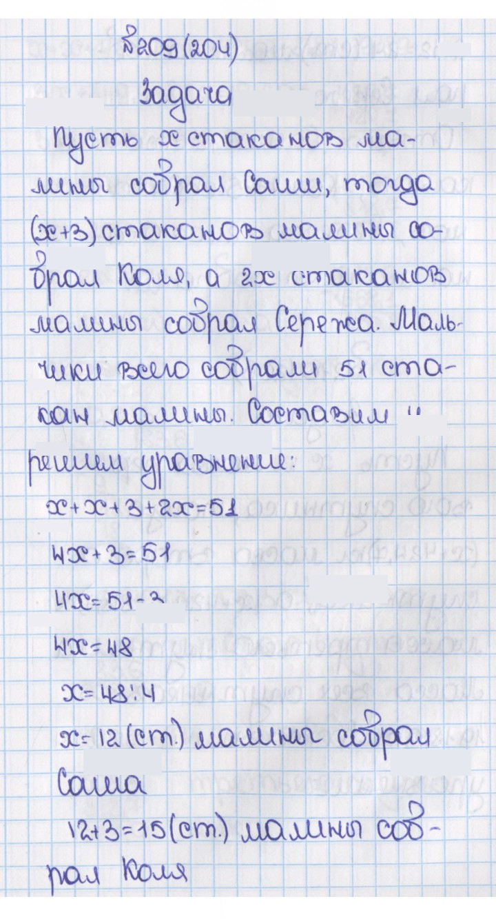 Скан решения номера 204 (209)