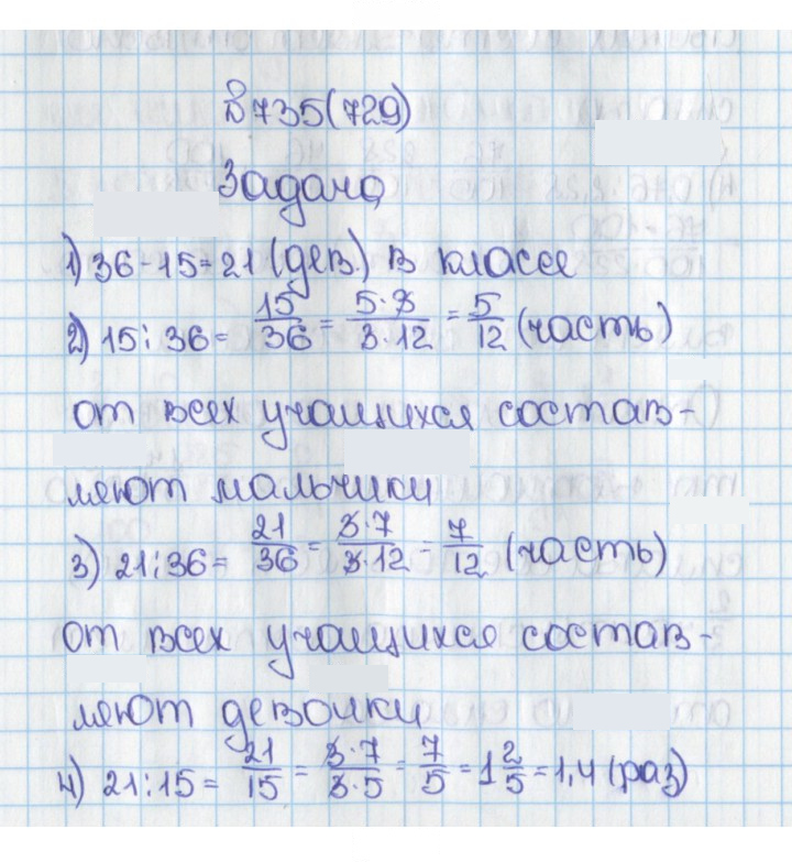 Скан решения номера 729 (735)