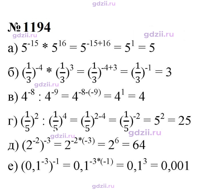 Скан решения номера 1194