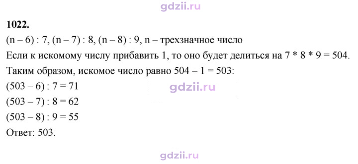 Скан решения номера 1022