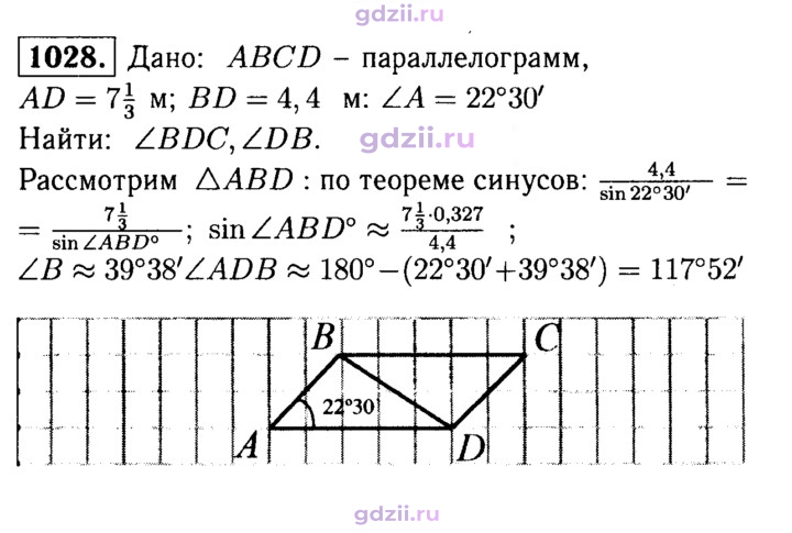 Скан решения номера 1028