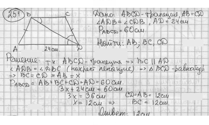 Скан решения номера 251