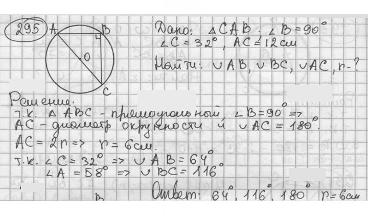 Скан решения номера 295