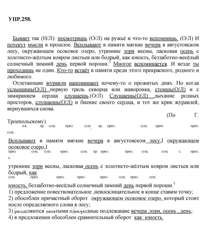 Скан решения номера 258